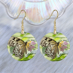 Green Butterfly Acrylic Earrings Retro Party Jewelry Gift