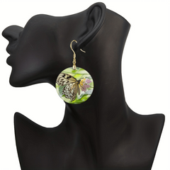 Green Butterfly Acrylic Earrings Retro Party Jewelry Gift