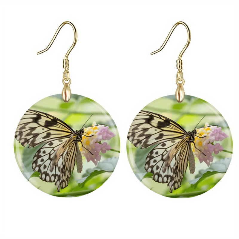 Green Butterfly Acrylic Earrings Retro Party Jewelry Gift