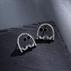 Spooky Ghost Alloy Stud Earrings with Crystal