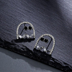 Spooky Ghost Alloy Stud Earrings with Crystal