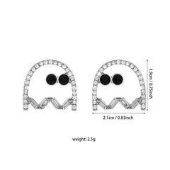 Spooky Ghost Alloy Stud Earrings with Crystal