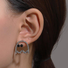 Spooky Ghost Alloy Stud Earrings with Crystal