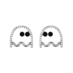 Spooky Ghost Alloy Stud Earrings with Crystal