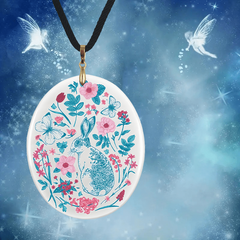 Easter Bunny Pendant Necklace Couple Jewelry Adjustable Chain Gift