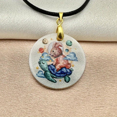 Sea Turtle And Bunny Pendant Necklace Adjustable Chain Necklace
