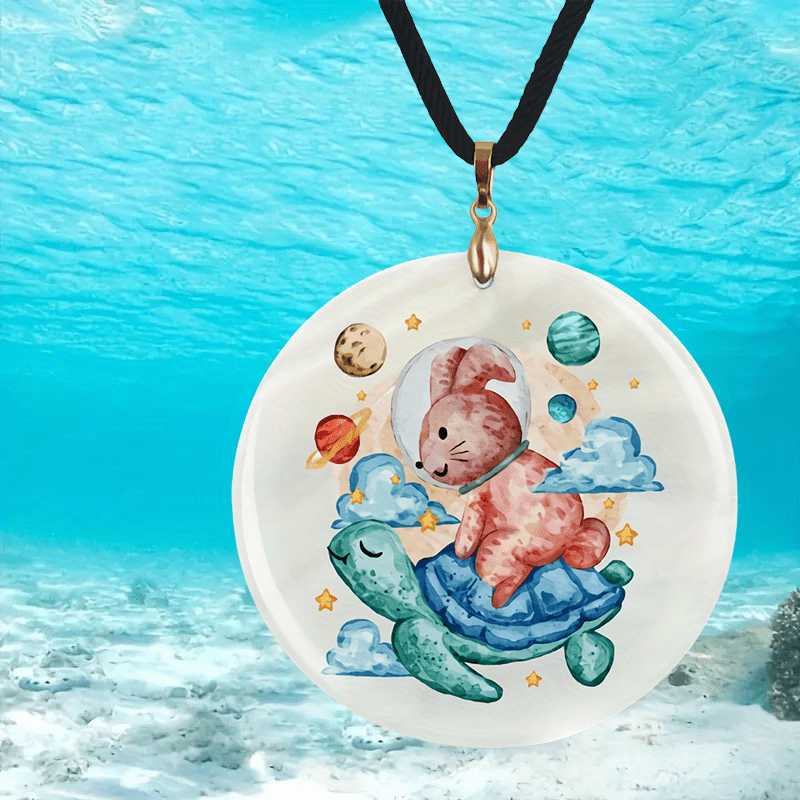 Sea Turtle And Bunny Pendant Necklace Adjustable Chain Necklace