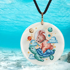 Sea Turtle And Bunny Pendant Necklace Adjustable Chain Necklace