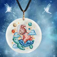 Sea Turtle And Bunny Pendant Necklace Adjustable Chain Necklace
