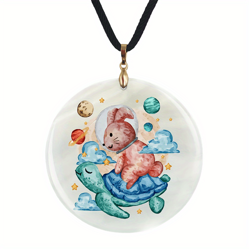 Sea Turtle And Bunny Pendant Necklace Adjustable Chain Necklace