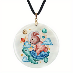 Sea Turtle And Bunny Pendant Necklace Adjustable Chain Necklace