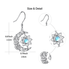 Delicate Flower Moon Earrings Gift for Women Girls