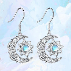 Delicate Flower Moon Earrings Gift for Women Girls