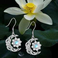 Delicate Flower Moon Earrings Gift for Women Girls