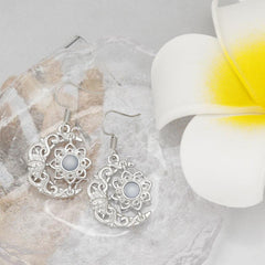 Delicate Flower Moon Earrings Gift for Women Girls