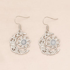 Delicate Flower Moon Earrings Gift for Women Girls