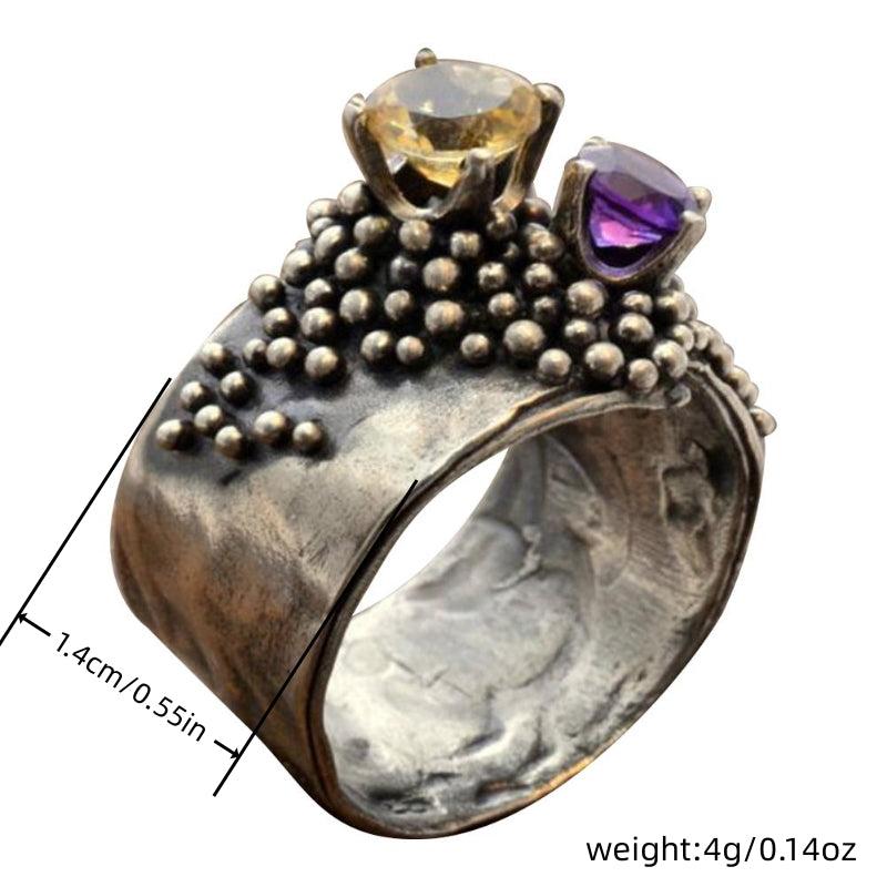Vintage Amethyst Gemstone Woman Ring Wedding Jewelry