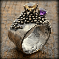 Vintage Amethyst Gemstone Woman Ring Wedding Jewelry
