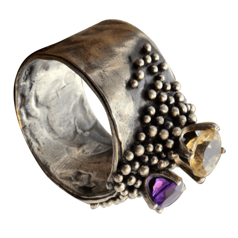 Vintage Amethyst Gemstone Woman Ring Wedding Jewelry