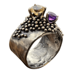 Vintage Amethyst Gemstone Woman Ring Wedding Jewelry