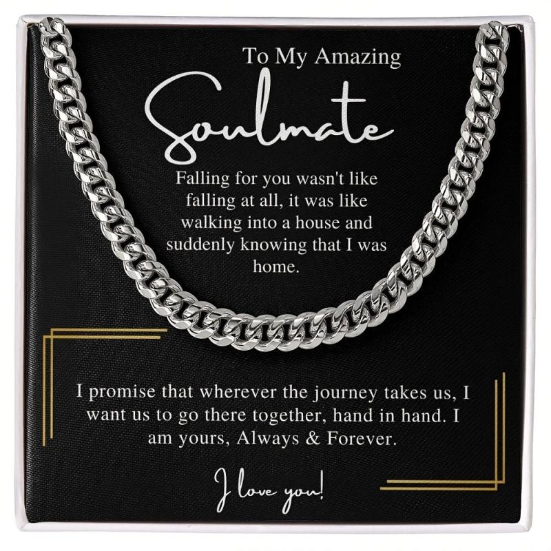 Stainless Steel Cuban Chain Card Men's Necklace Set Gift
