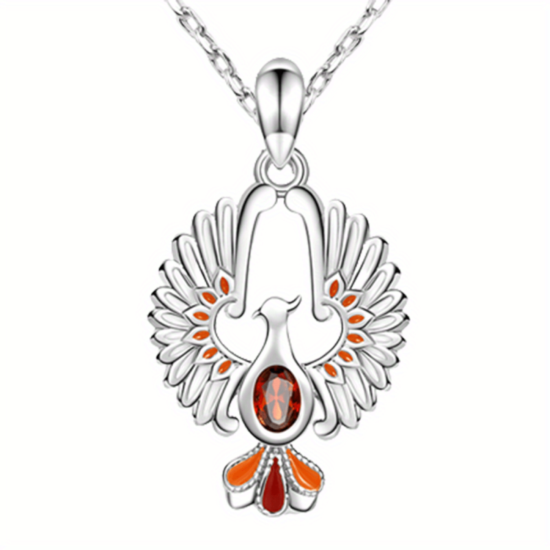 Delicate Sparkling Artificial Ruby Phoenix Pendant Jewelry Charm for Women