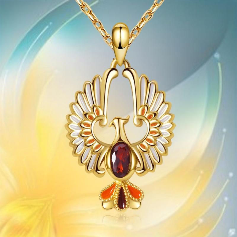 Delicate Sparkling Artificial Ruby Phoenix Pendant Jewelry Charm for Women