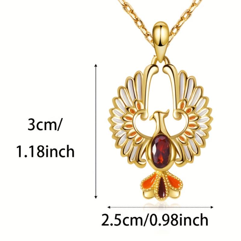 Delicate Sparkling Artificial Ruby Phoenix Pendant Jewelry Charm for Women