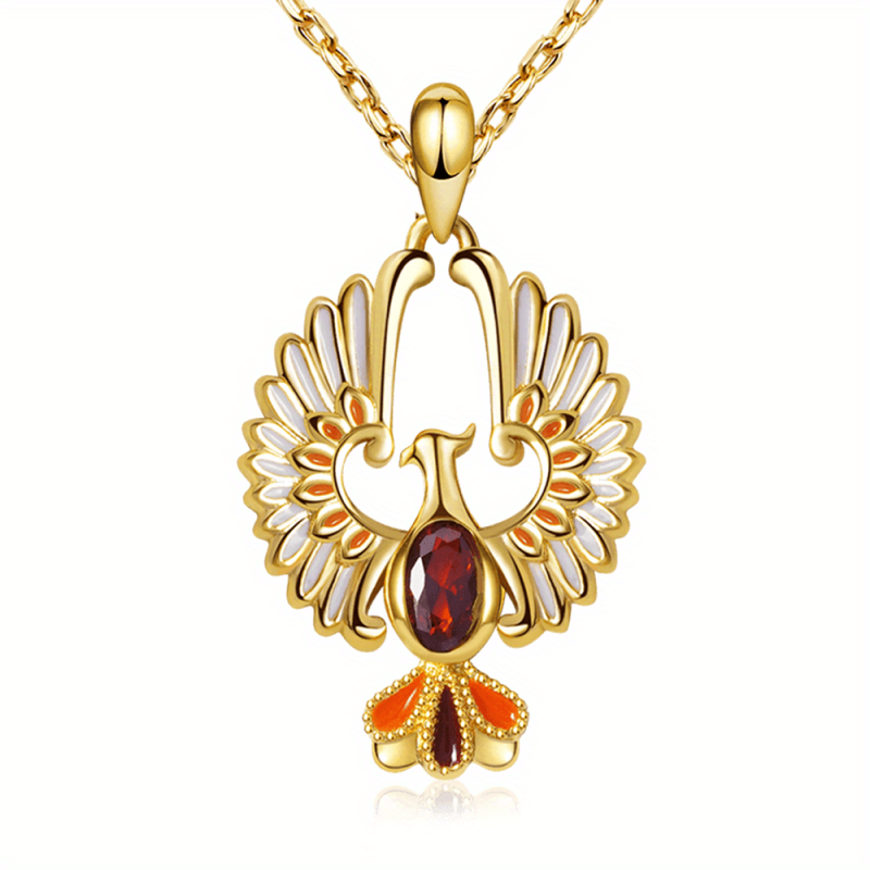 Delicate Sparkling Artificial Ruby Phoenix Pendant Jewelry Charm for Women
