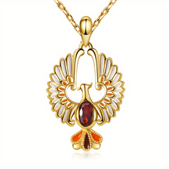 Delicate Sparkling Artificial Ruby Phoenix Pendant Jewelry Charm for Women