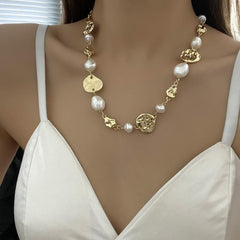 Golden Irregular Metal Chain Choker Necklace