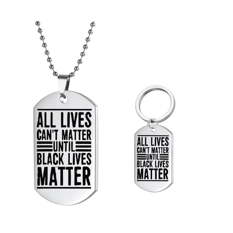 Stainless Steel I CAN'T BREATHE LIVES MATTER Necklace & Keychain Set