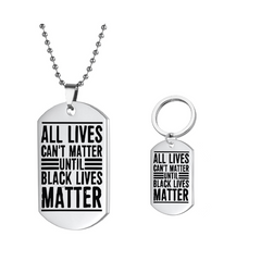 Stainless Steel I CAN'T BREATHE LIVES MATTER Necklace & Keychain Set