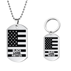 Stainless Steel I CAN'T BREATHE LIVES MATTER Necklace & Keychain Set