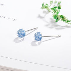 Sapphire Star Sky Round Beads Stud Earrings Women's Ear Jewelry