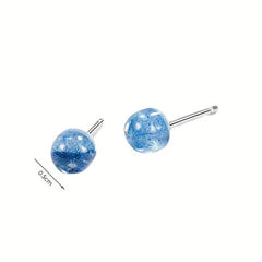 Sapphire Star Sky Round Beads Stud Earrings Women's Ear Jewelry