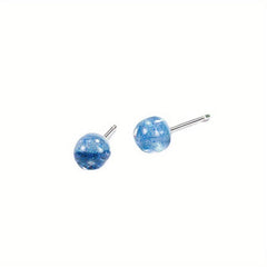 Sapphire Star Sky Round Beads Stud Earrings Women's Ear Jewelry