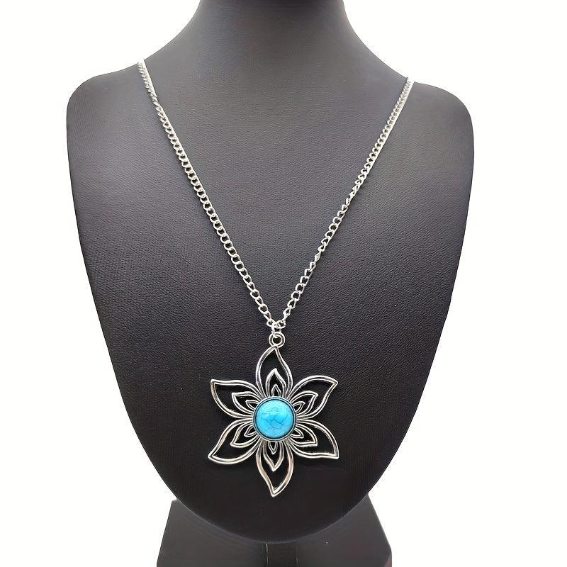 Boho Vintage Metal Flower Necklace - Elegant Touch