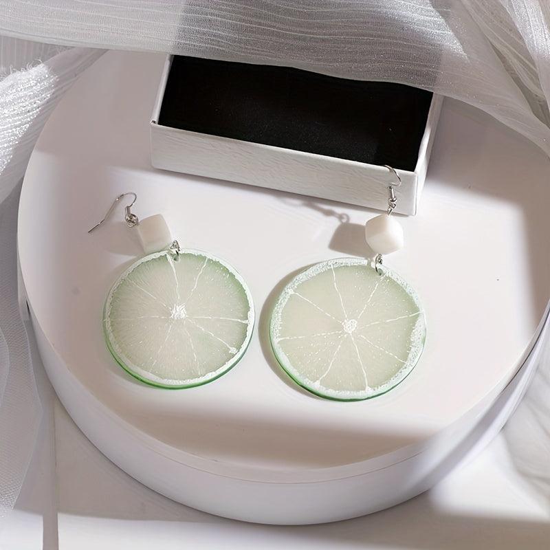 Fruit Resin Earrings Lemon Slice Creative Gift For Women