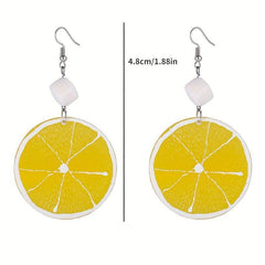Fruit Resin Earrings Lemon Slice Creative Gift For Women