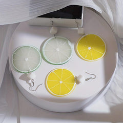 Fruit Resin Earrings Lemon Slice Creative Gift For Women