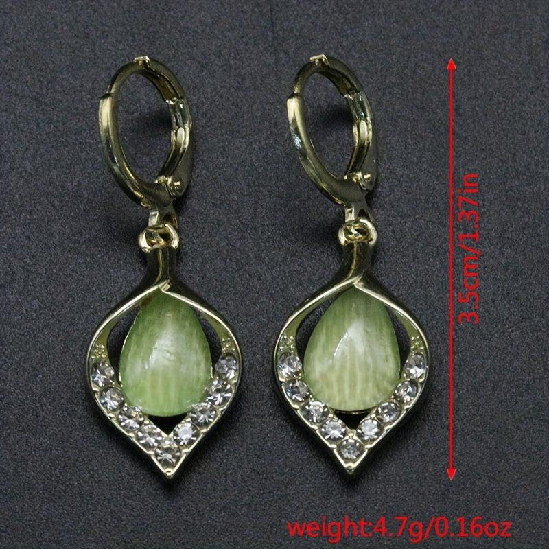 Opal Earrings Water Drop Shape Gems Earrings Jewelry