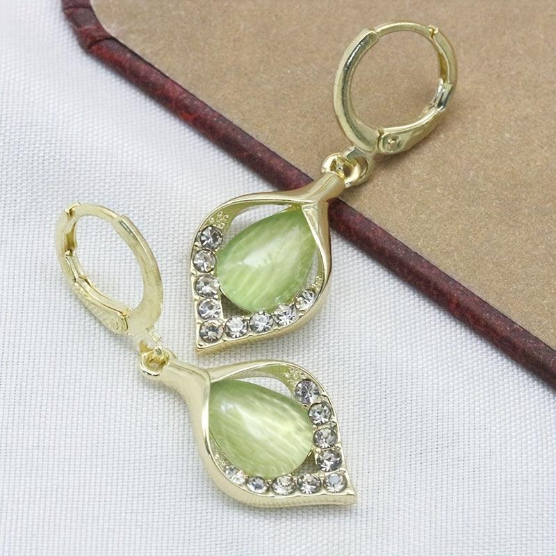 Opal Earrings Water Drop Shape Gems Earrings Jewelry