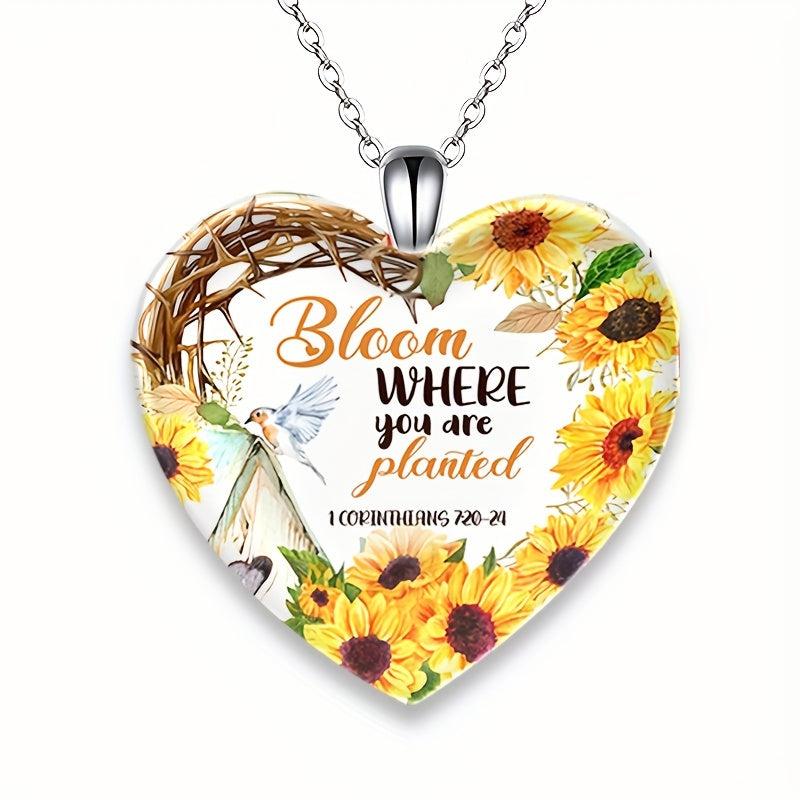 Crystal Sunflower Pendant Necklace English Birthday Gift