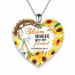 Crystal Sunflower Pendant Necklace English Birthday Gift