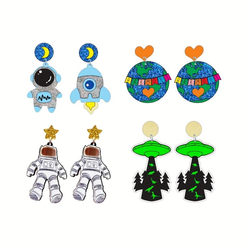 Acrylic Rocket Women's Earrings for Astronaut Star UFO
