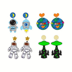 Acrylic Rocket Women's Earrings for Astronaut Star UFO
