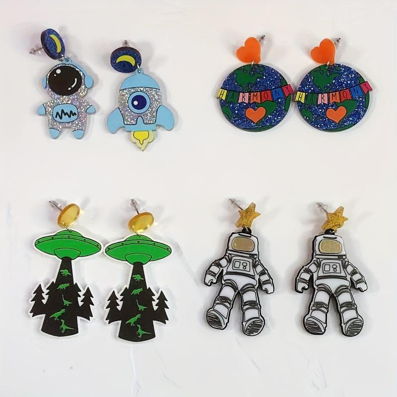 Acrylic Rocket Women's Earrings for Astronaut Star UFO