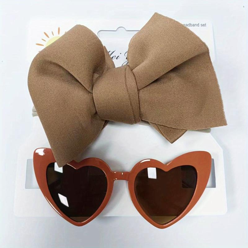 Kids Sunglasses Strap & Headband Set Cotton Solid Bow Sunshade