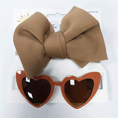 Kids Sunglasses Strap & Headband Set Cotton Solid Bow Sunshade
